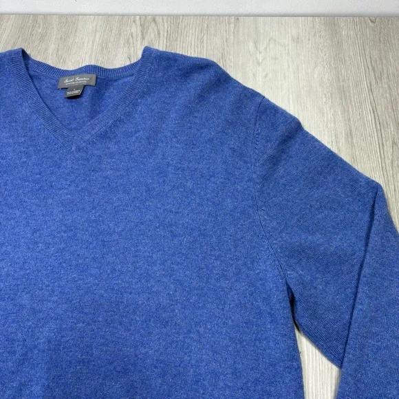 2 Daniel Cremieux Sweater Mens Large Black Cashmere V Neck Classic Pullover Blue - Picture 4 of 16